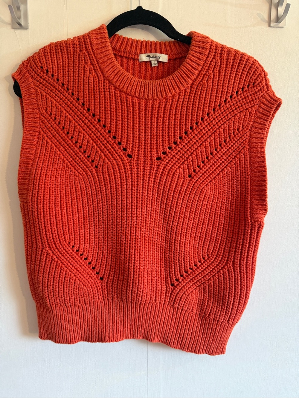 Madewell Orange Chunky Knit Sweater Vest Size S Cotton Fall Layering